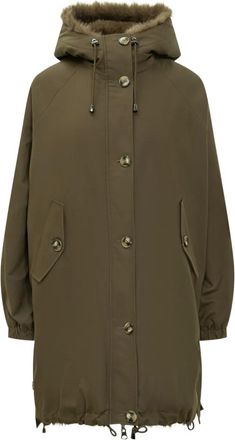 VALENTINI 1972 Jas met afwerking van imitatiebont en capuchon - Groen