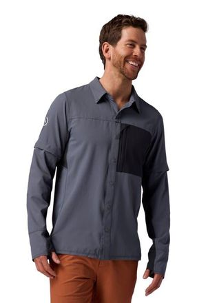 Backcountry Tahoe Woven Convertible Snap-Up Shirt - Mens in Turbulence/black at Nordstrom, Size Xx-Large