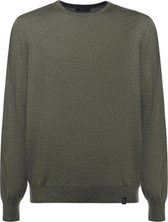 Fay Rondgebreide trui - Heren - Ronde hals truien - Groen - 2XL - Wol - Truien & Vesten