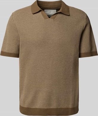 Jack & Jones Regular Fit Poloshirt mit V-Ausschnitt Modell CEASTON in Cognac, Größe M