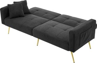 STILVORA Clic-clac 2 Plazas En Tela Sherpa Con Respaldo Ajustable, 2 Bolsillos Laterales Y 2 Cojines, Gris Antiguo