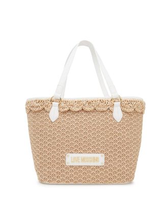 Moschino Logo Tag Rafia Tote Bag