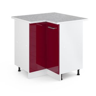 Vicco Mueble Esquinero Universal R-line, Rojo Burdeos Alto Brillo, 75.6 Cm Con Puerta, Con Encimera