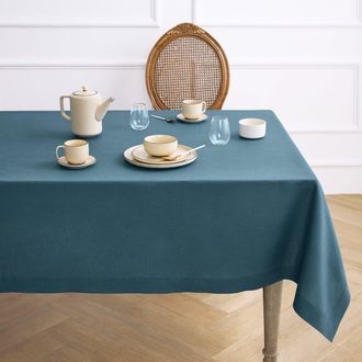 Solino Home Linen Tablecloth for Dining Table, Holiday and Everyday Dining Table Decor - Fete in Peacock Blue at Nordstrom, Size X-Small