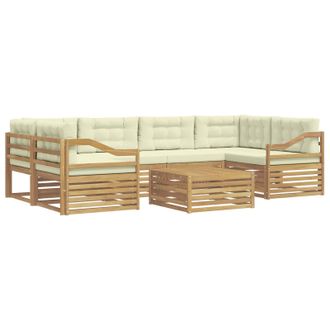 vidaXL Conjunto De Sof&aacute;s De Exterior 7 Uds. Blanco Y Crema Poli&eacute;ster Vidaxl