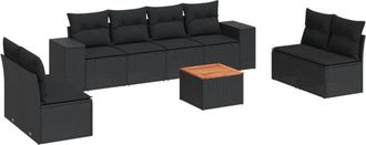 vidaXL Set De Sof&aacute;s De Jard&iacute;n 8 Piezas Y Cojines Rat&aacute;n Sint&eacute;tico Negro Vidaxl