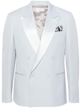Off-white peak-lapels double-breasted blazer - men - Virgin Wool/Acetate/Viscose/Elastane/Viscose - 50 - Blue