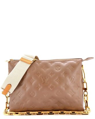 Louis Vuitton Beige Monogram Embossed Lambskin Coussin Pm (Authentic Pre- Loved)