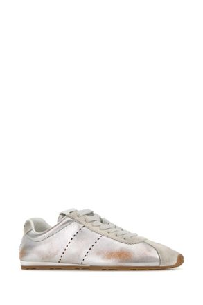 Miu Miu Silver Leather Sneaker - Silver