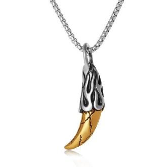 Lucky Brand Mens Claw Pendant Necklace, Two-Tone Stainless Steel on 22 Box Chain in Silver at Nordstrom