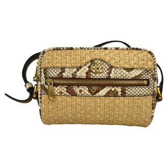 Gucci Gucci Mini Ophidia Crossbodytas met waterslangaccent in beige raffia