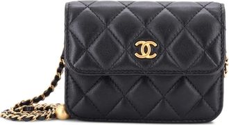 Chanel Pearl Crush Flap Clutch with Chain Quilted Lambskin Mini crossbody bag - Nero