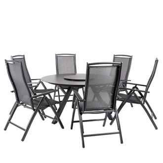 ED&Egrave;N JARD&Iacute; Conjunto de mesas y sillas de jard&iacute;n redonda antracita