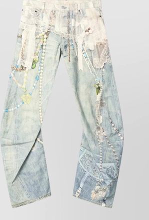 Acne Studios relaxed fit wide leg beaded jeans