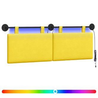 vidaXL Cabecero Colgante Con Luz Led Amarillo Claro Tela De Pana Vidaxl
