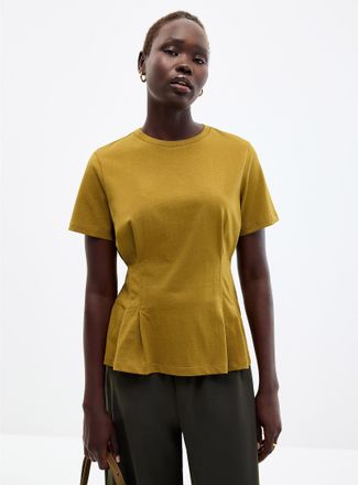 Contemporaine Womens Peplum waist organic cotton T-shirt