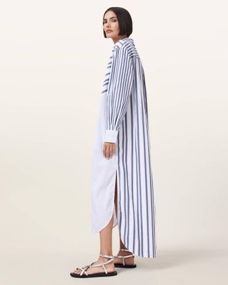 AllSaints Cotton Shannon Striped Shirt Maxi Dress, Size: XS