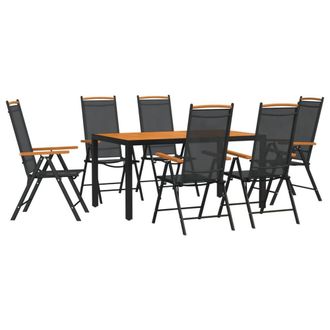 Berkfield Home 7 Piece Garden Dining Set Black & Brown Aluminium