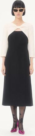 Valentino Abito Midi In Crepe Couture Donna NERO/AVORIO 36
