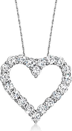 Ross-Simons Diamond Heart Pendant Necklace in 14kt White Gold