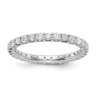 Diamond2Deal 14k White Gold Lab Grown Diamond Eternity Wedding Band Ring 1Ct Clarity- VS Color- G-H