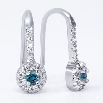 Pompeii3 1/4ct Treated Blue & White Diamond Drop White Earrings 14K White Gold