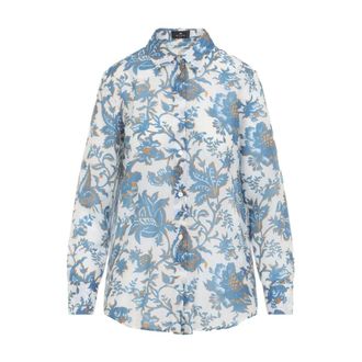Etro Overhemden, Dames, Veelkleurig, L, Denim, Camicia stampa fiori
