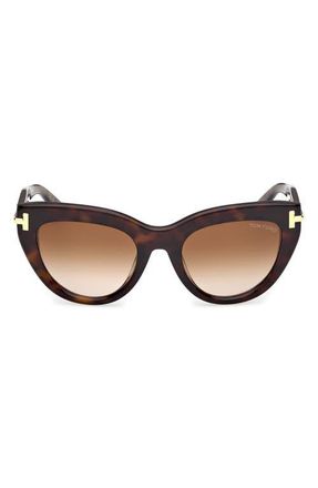 Tom Ford Icon 52mm Cat Eye Sunglasses in Shiny Dark Havana Beveled at Nordstrom