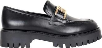 Guess Leren Ilary Slip On Loafers - Dames - Loafers - Zwart - 38 EU - Leer - Schoenen