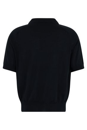 Ami Short-Sleeve Wool Polo - Black