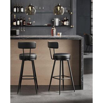 Vasagle Ekho Collezione - Sgabelli Cucina Set da 2, Sgabelli da Bar Girevoli con Schienali, Sedie Cucina, Rivestimento con Cucitura, Moderno di metà Secolo