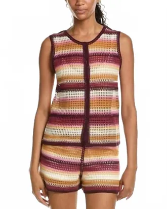 Ichi Coco Crochet Shorts In Bordeaux Multi