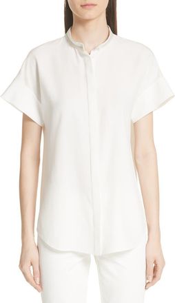Lafayette 148 New York Camilla Silk Matte Blouse in Cloud at Nordstrom, Size X-Large