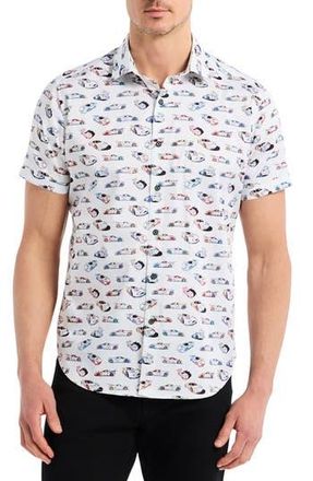 Robert Graham Neon Wheels Short Sleeve Cotton Button-Up Shirt in White Multi at Nordstrom Rack, Size Xx-Large