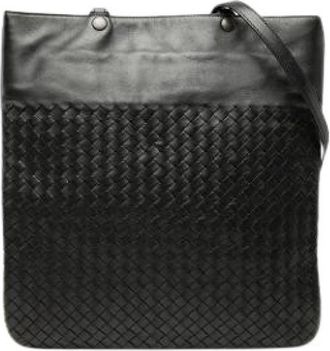 Bottega Veneta Pre-owned Woven Leather Tote Bag - Dames - Vintage Schoudertas - Zwart - ONE Size - Leer - Vintage