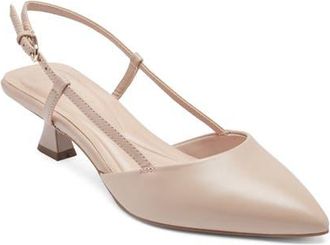 Easy Spirit Havana Slingback Pointed Toe Kitten Heel Pump in Light Natural Leather at Nordstrom, Size 9.5