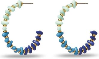 Lele Sadoughi Womens Candy Beaded Large Hoop Earrings In Ocean Cove