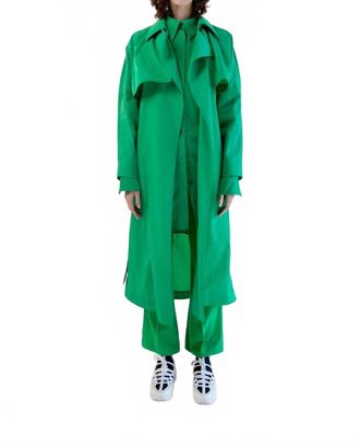 Maison Rabih Kayrouz Taffeta Long Coat In Grass