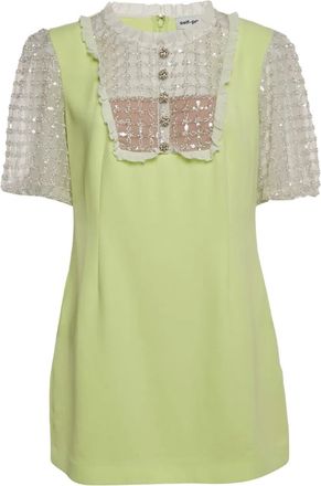 Self Portrait Abito corto in tulle con decorazione - Verde