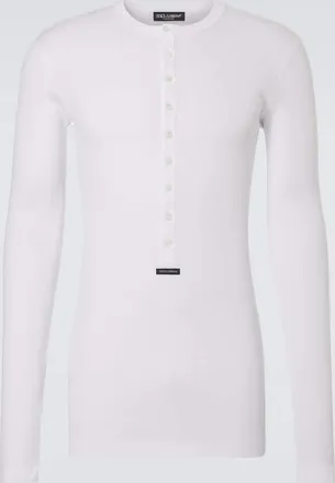 Dolce & Gabbana Camiseta con botones acanalada de algod&oacute;n