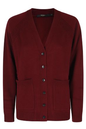 Seventy Relaxed Fit Wool Cardigan with V-Neck and Ribbed Trim