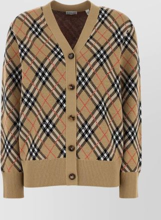 Burberry embroidered wool blend v-neck cardigan