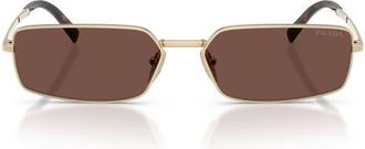 Prada 59mm Rectangular Sunglasses in Pale Gold /Black Chocolate at Nordstrom