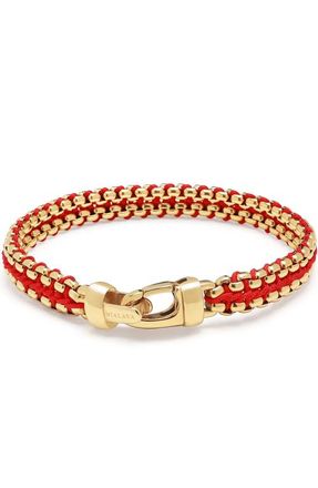 Nialaya Red Woven Box Chain Bracelet in Red /Gold at Nordstrom, Size X-Large