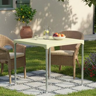 Dmora Mesa De Exterior Brownstown, 4 Plazas, Mesa Fija Cuadrada Hecha En Italia, M&aacute;x. 75 Cm, 75x75x72h Cm Beige