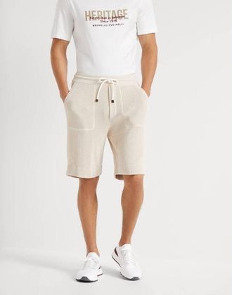 Brunello Cucinelli Mens Rope Cotton Knit Drawstring Shorts, Size XXL