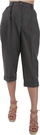 Dolce & Gabbana Wollen cropped pantalon met plooien - Dames - Vrijetijds broeken - Grijs - 2XS - Wol - Broeken