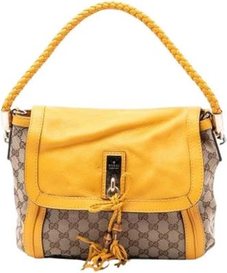 Gucci Pre-owned Bella Satchel - Dames - Vintage Schoudertas - Beige - ONE Size - Leer - Vintage
