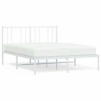 Berkfield Home Metal Bed Frame with Headboard White 140x190 cm