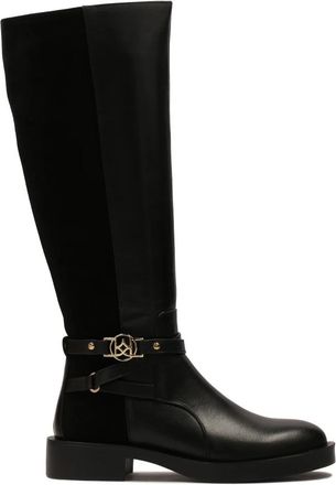 Kazar Platte laarzen van glad en su&egrave;de leer. Dit product valt klein uit. - Dames - Hoge Laarzen - Zwart - 38 EU - Leer - Schoenen
